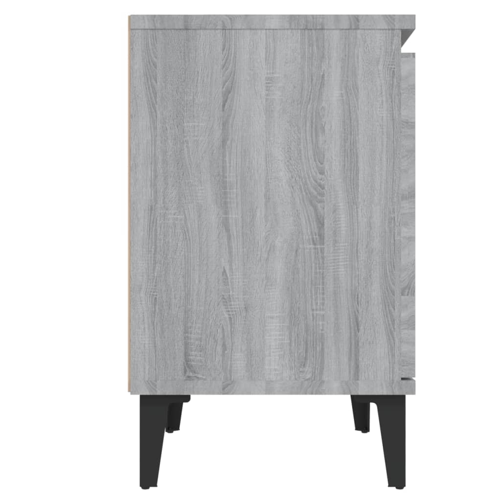 Bed Cabinets with Metal Legs Grey Sonoma 40x30x50 cm