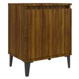 Bed Cabinet with Metal Legs Brown Oak 40x30x50 cm