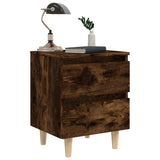 Bed Cabinet with Solid Wood Legs Smoked Oak 40x35x50 cm