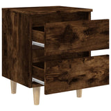 Bed Cabinet with Solid Wood Legs Smoked Oak 40x35x50 cm