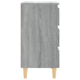 Bed Cabinet with Solid Wood Legs Grey Sonoma 40x35x69 cm