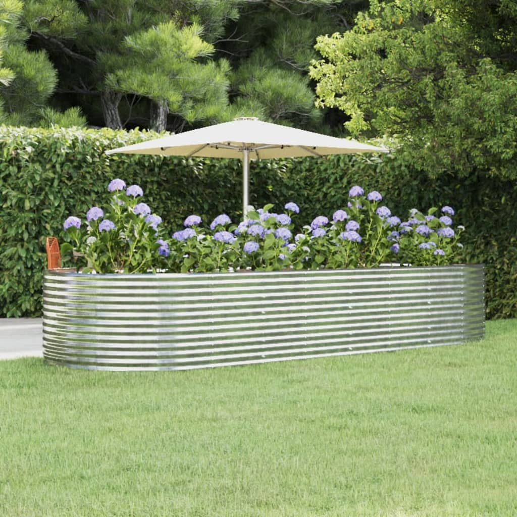 Garden Raised Bed Silver 367x140x68 cm Powder-coated Steel