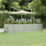 Garden Raised Bed Silver 367x140x68 cm Powder-coated Steel