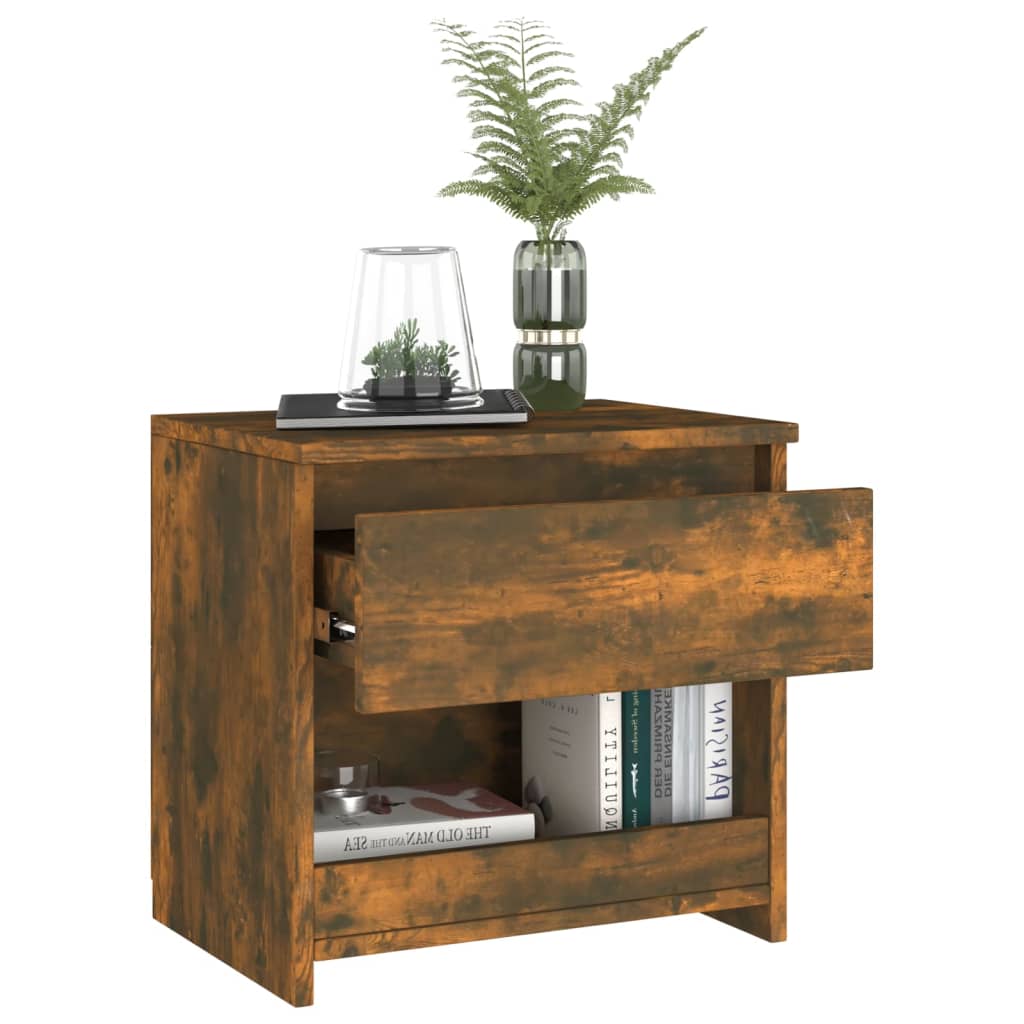 Bedside Cabinets 2 pcs Smoked Oak 40x30x39 cm Engineered Wood