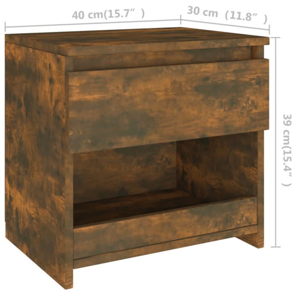 Bedside Cabinets 2 pcs Smoked Oak 40x30x39 cm Engineered Wood