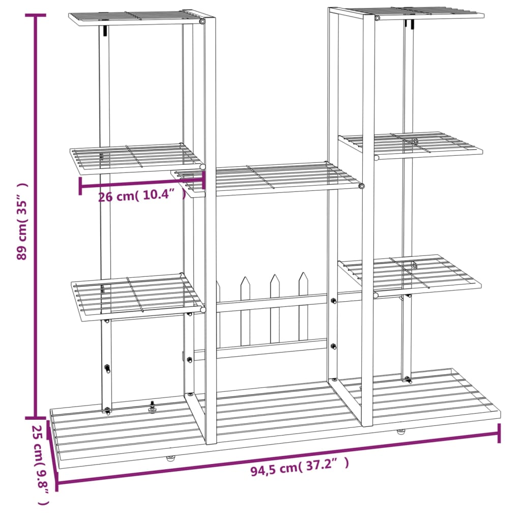 Flower Stand 94.5x25x89 cm White Iron
