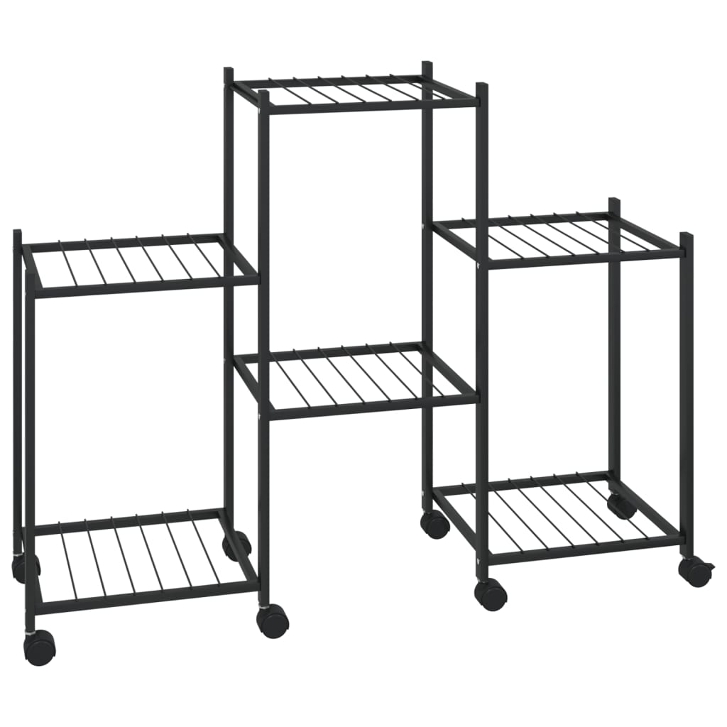 Flower Stand with Wheels 83x25x63.5 cm Black Iron