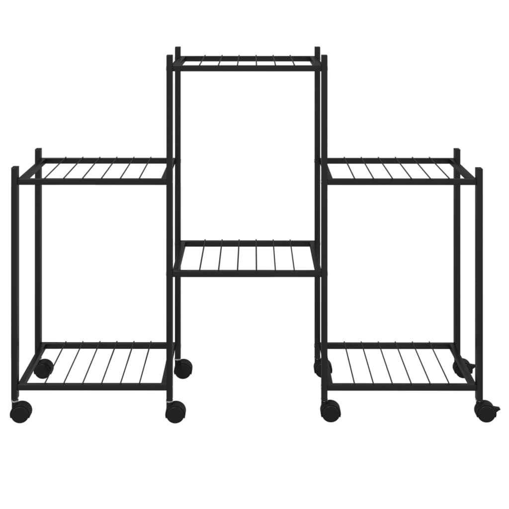 Flower Stand with Wheels 83x25x63.5 cm Black Iron