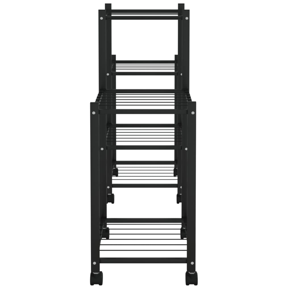 Flower Stand with Wheels 83x25x63.5 cm Black Iron