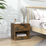 Bedside Cabinet Smoked Oak Engineered Wood