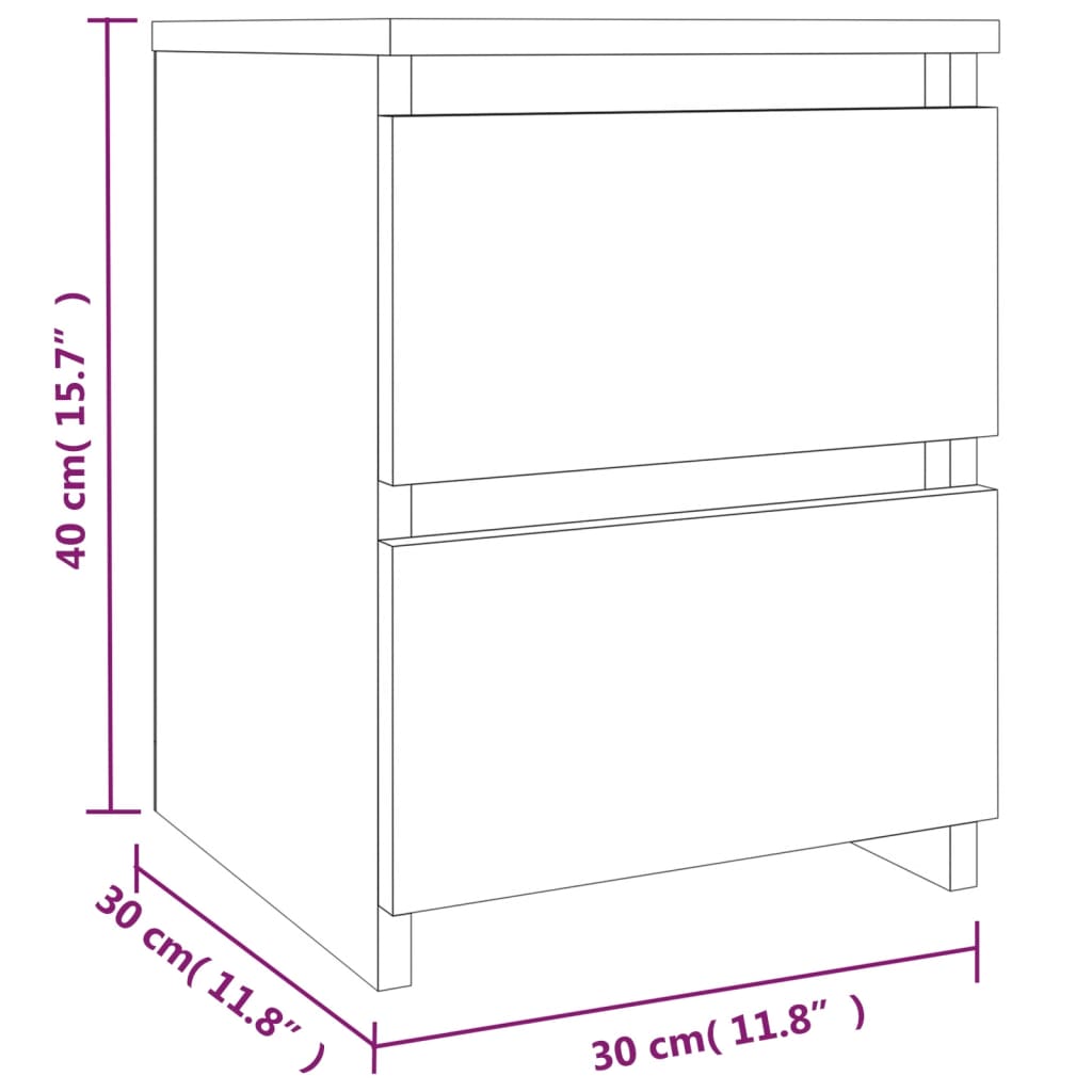 Bedside Cabinet Brown Oak 30x30x40 cm Engineered Wood