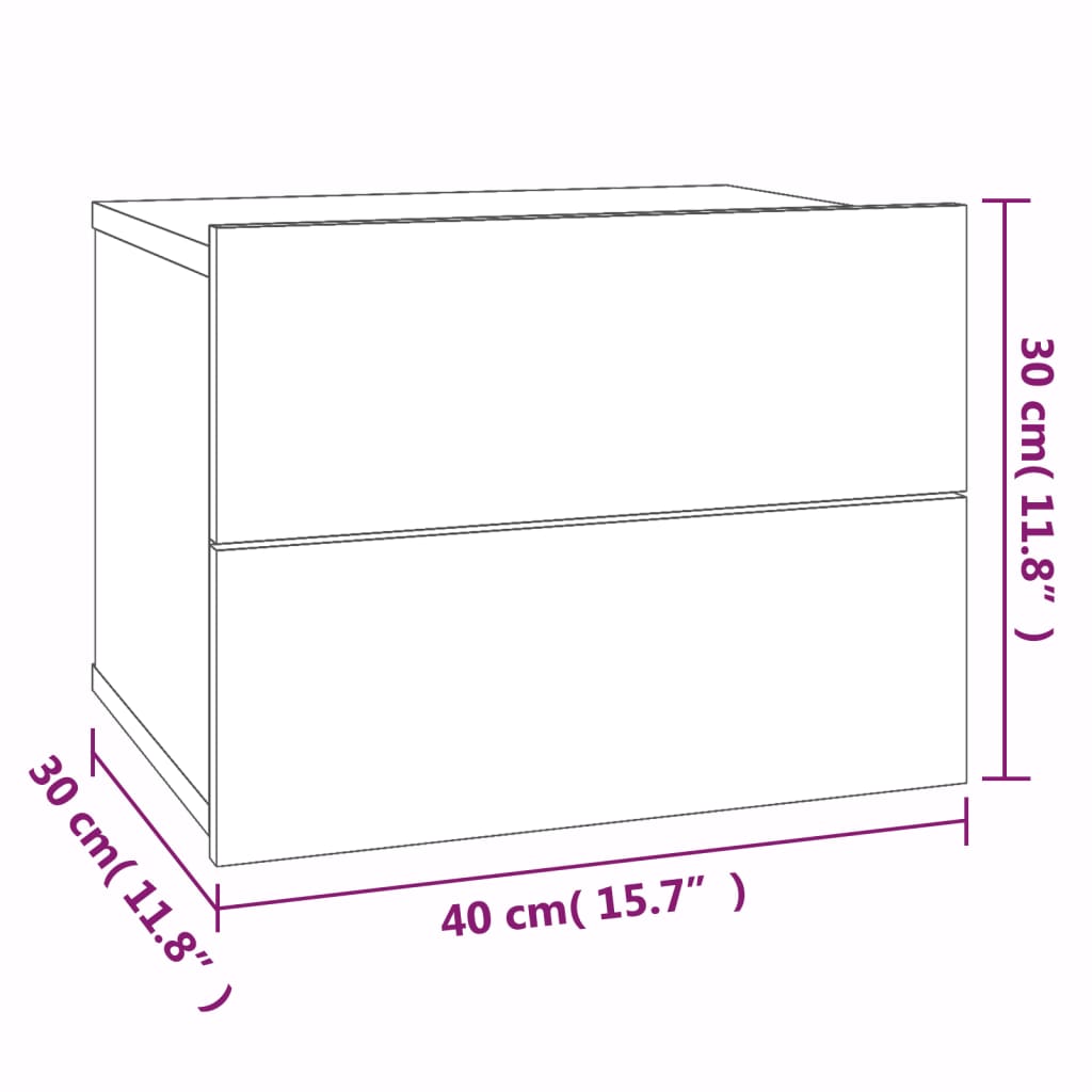 Bedside Cabinets 2 pcs Grey Sonoma 40x30x30 cm Engineered Wood
