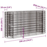 Gabion Raised Bed Galvanised Iron 190x50x100 cm