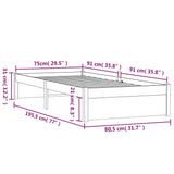 Bed Frame without Mattress Honey Brown Solid Wood 75x190 cm Small Single