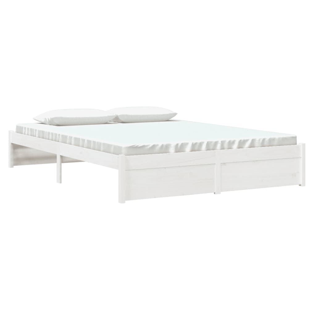 Bed Frame without Mattress White Solid Wood 150x200 cm King Size King Size