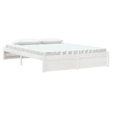 Bed Frame without Mattress White Solid Wood 150x200 cm King Size King Size