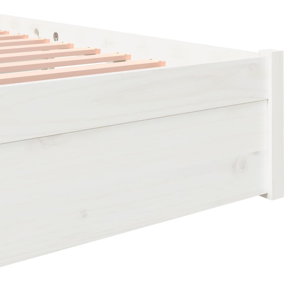 Bed Frame without Mattress White Solid Wood 150x200 cm King Size King Size