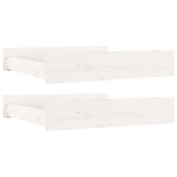 Bed Drawers 2 pcs White Solid Wood Pine