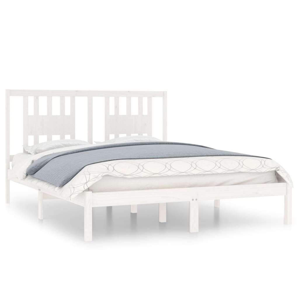 3104074 vidaXL Bed Frame without Mattress White Solid Wood 160x200 cm (810028+818681)