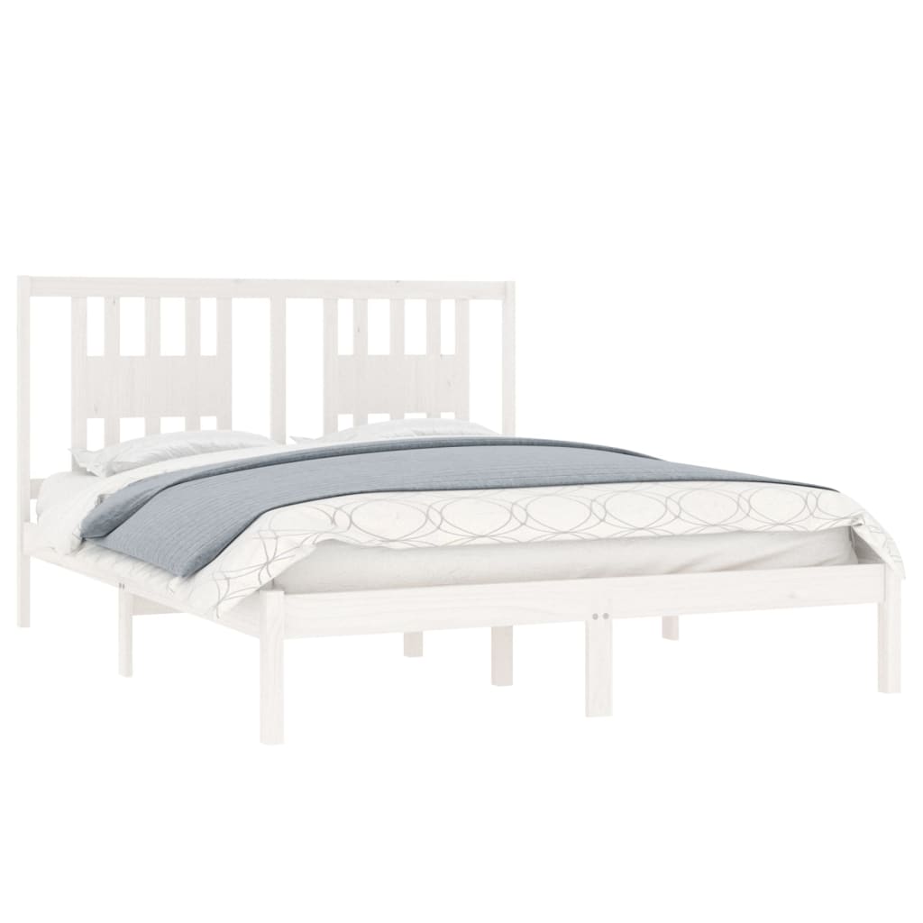 3104074 vidaXL Bed Frame without Mattress White Solid Wood 160x200 cm (810028+818681)