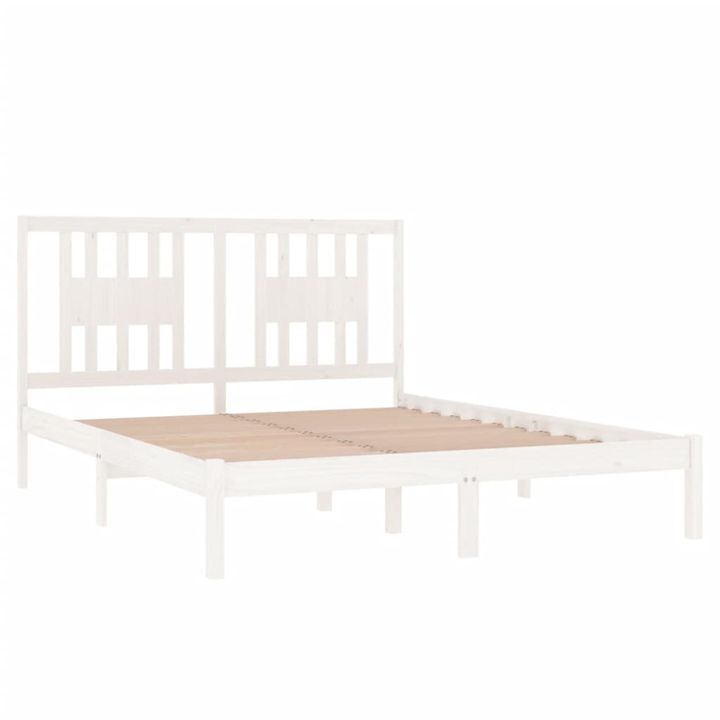 3104074 vidaXL Bed Frame without Mattress White Solid Wood 160x200 cm (810028+818681)