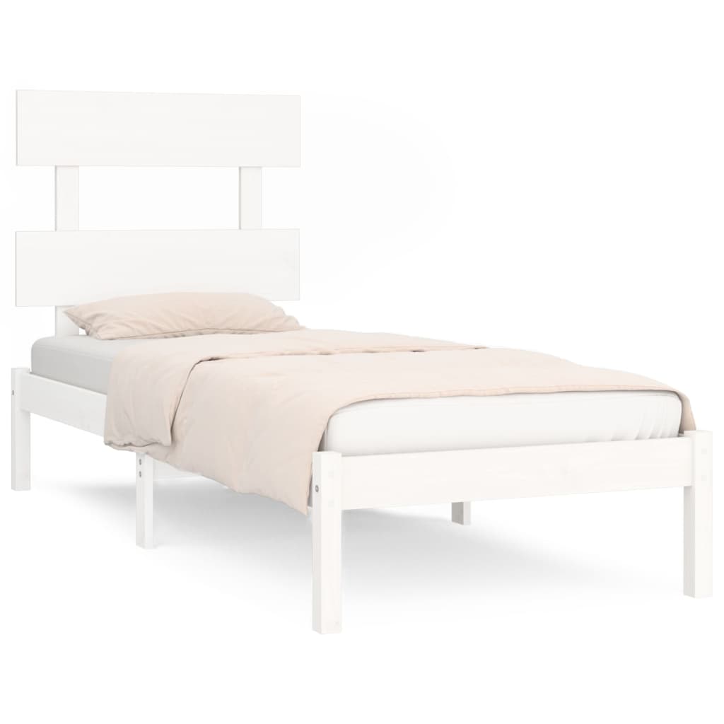 Bed Frame without Mattress White 100x200 cm Solid Wood