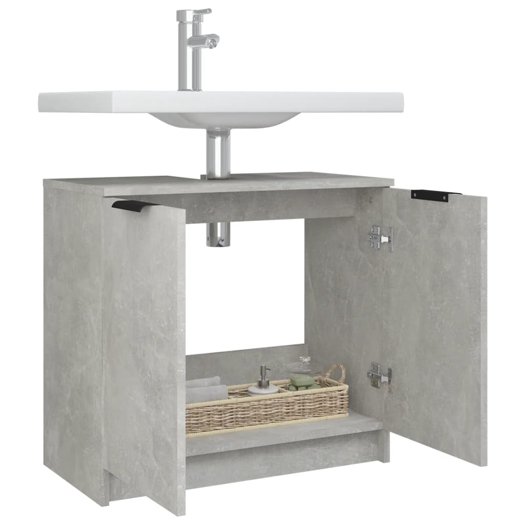 Bathroom Cabinet Concrete Grey 64.5x33.5x59 cm Engineered Wood