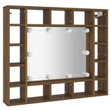 Mirror Cabinet with LED Brown Oak 91x15x76.5 cm