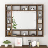 Mirror Cabinet with LED Brown Oak 91x15x76.5 cm