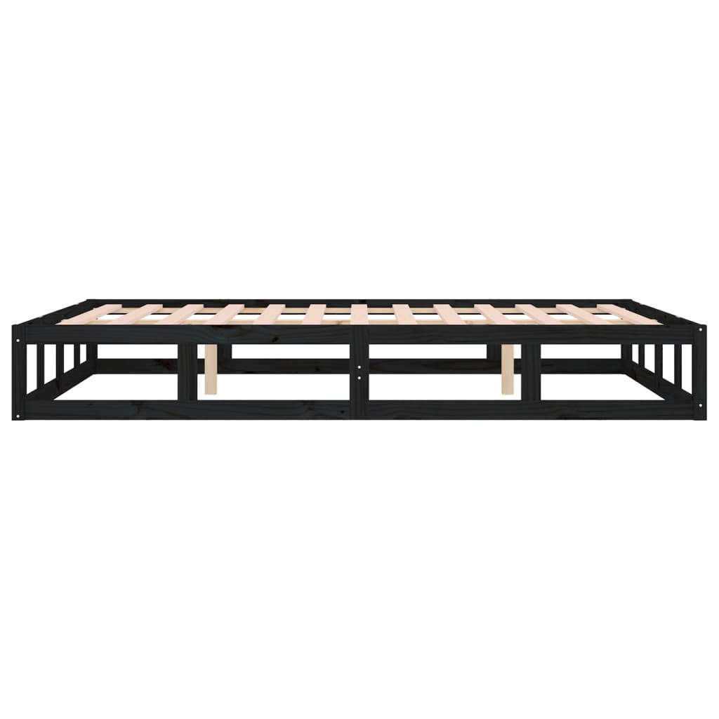 Bed Frame without Mattress Black 140x190 cm Solid Wood