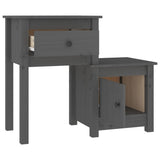 Bedside Cabinet 2 pcs Grey 79.5x38x65.5 cm Solid Wood Pine