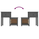 Bedside Cabinet 2 pcs Grey 79.5x38x65.5 cm Solid Wood Pine