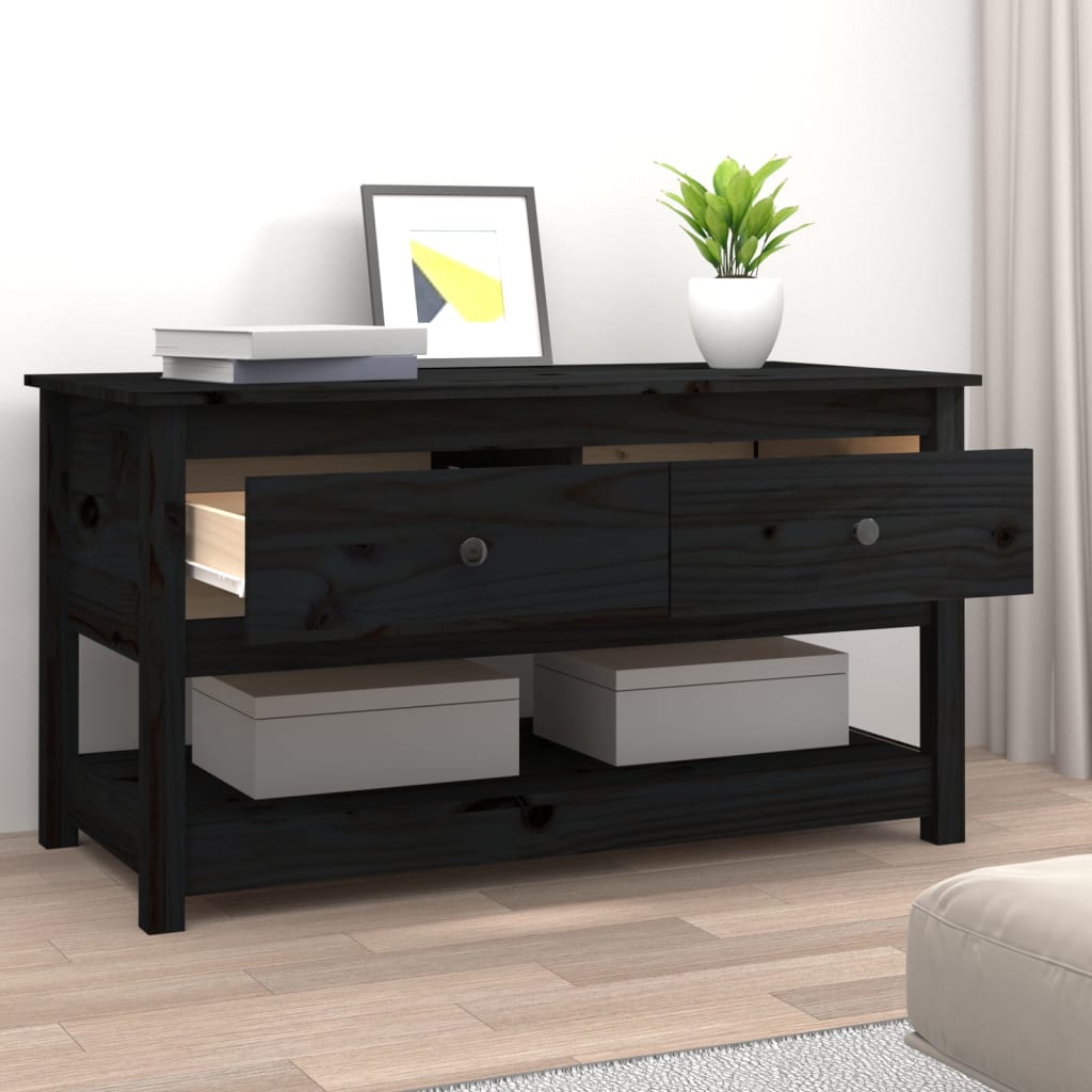 Coffee Table Black 102x49x55 cm Solid Wood Pine