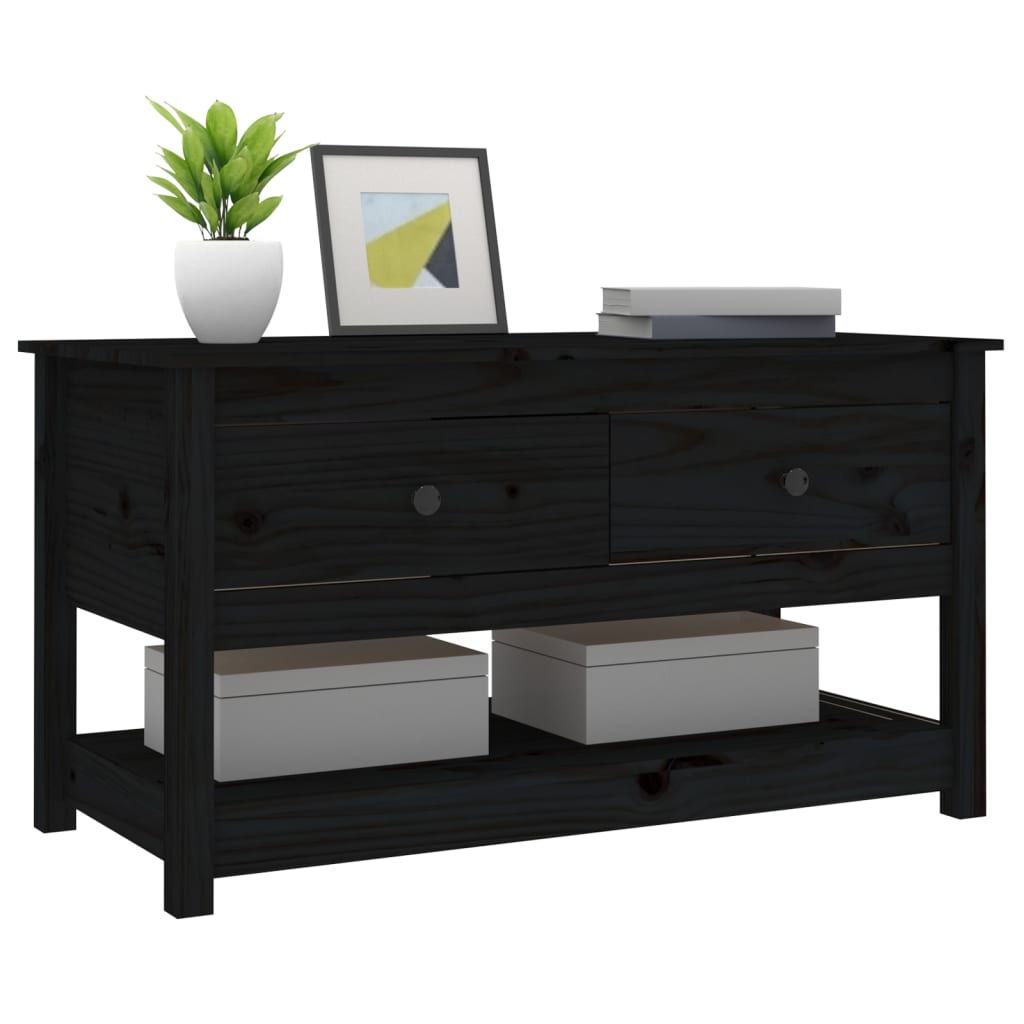 Coffee Table Black 102x49x55 cm Solid Wood Pine