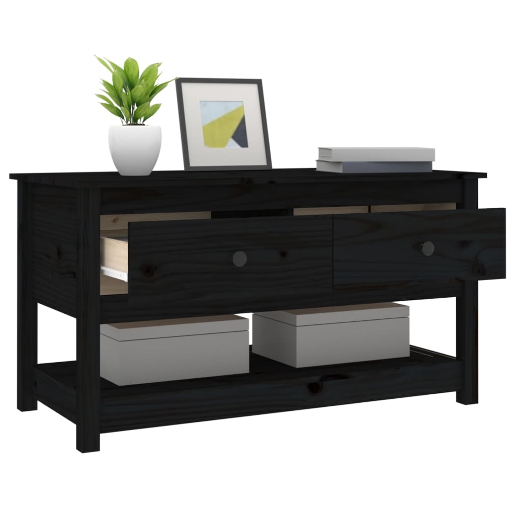 Coffee Table Black 102x49x55 cm Solid Wood Pine