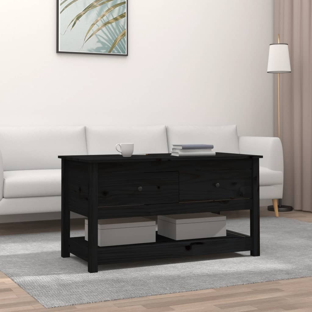 Coffee Table Black 102x49x55 cm Solid Wood Pine