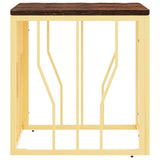 Coffee Table Gold Stainless Steel and Solid Wood Reclaimed