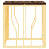 Coffee Table Gold Stainless Steel and Solid Wood Reclaimed