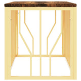 Coffee Table Gold Stainless Steel and Solid Wood Reclaimed