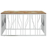 Coffee Table Silver Stainless Steel and Solid Wood Reclaimed