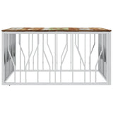 Coffee Table Silver Stainless Steel and Solid Wood Reclaimed