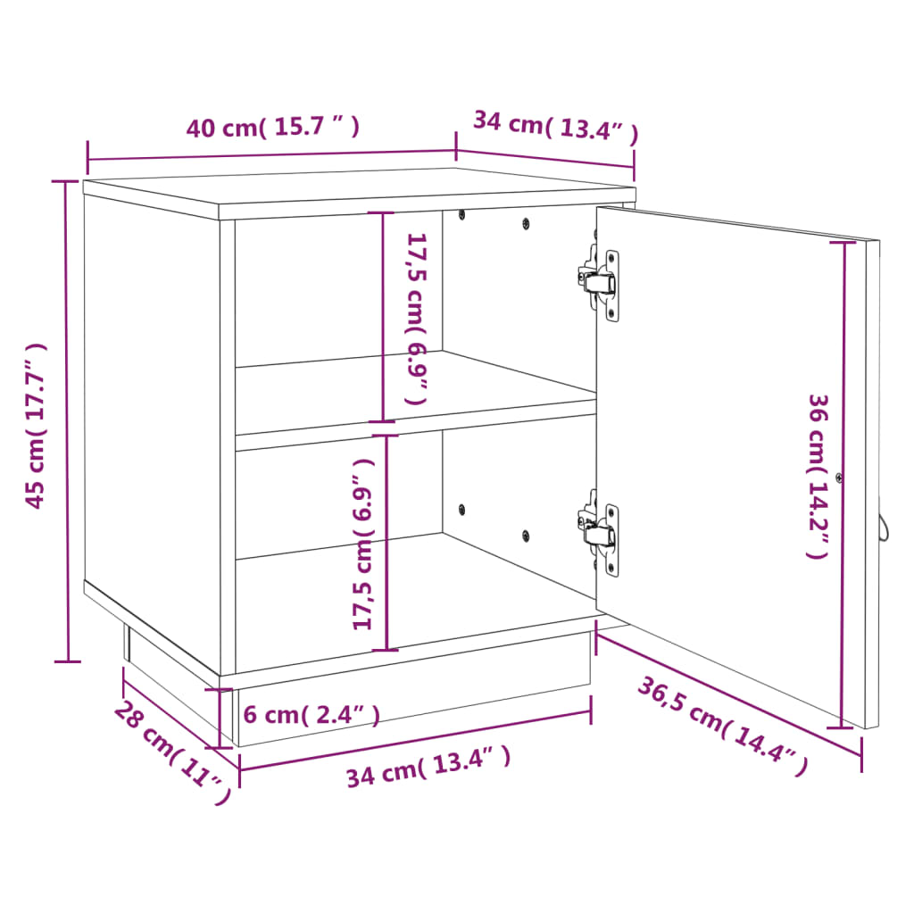 Bedside Cabinets 2 pcs Honey Brown 40x34x45 cm Solid Wood Pine