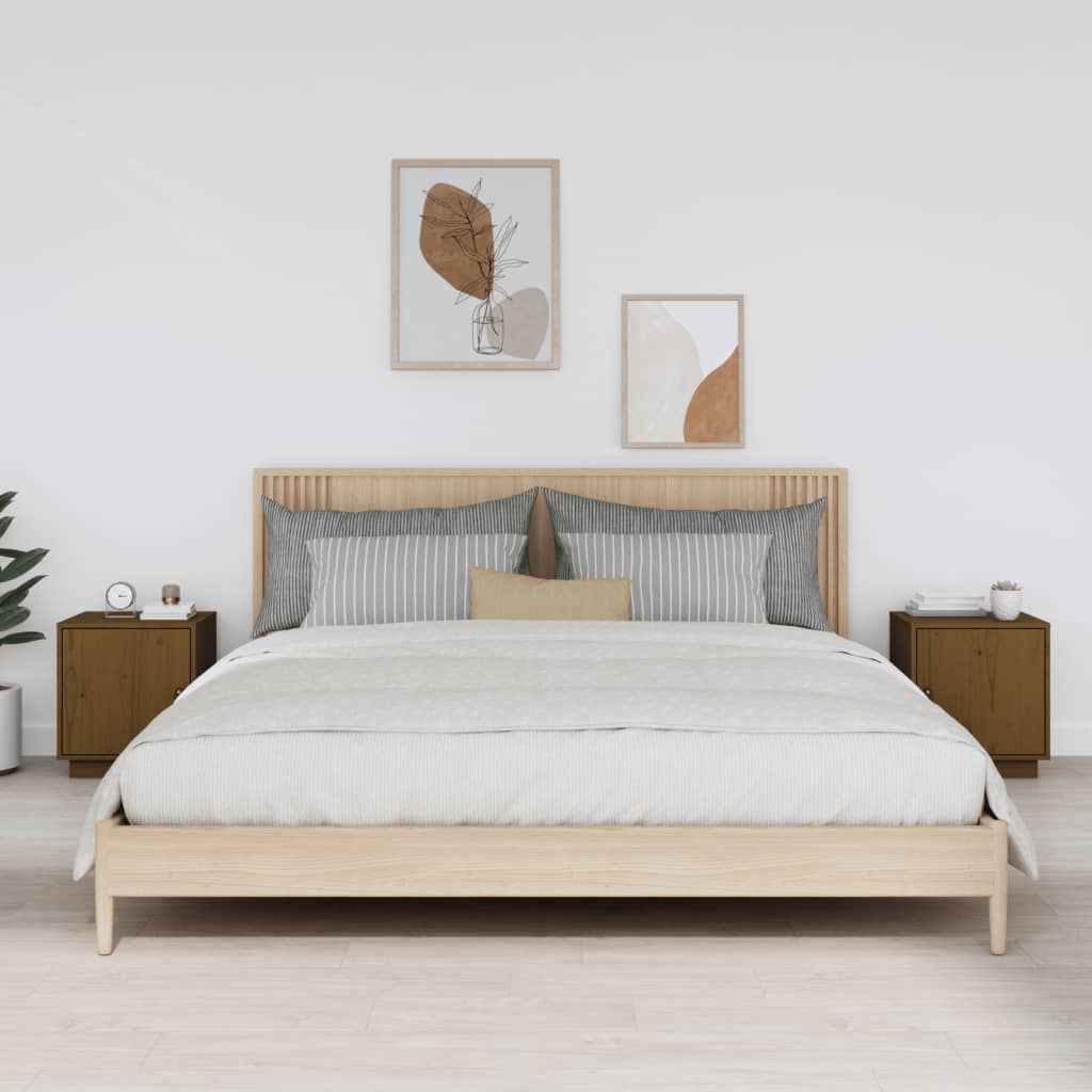 Bedside Cabinets 2 pcs Honey Brown 40x34x45 cm Solid Wood Pine