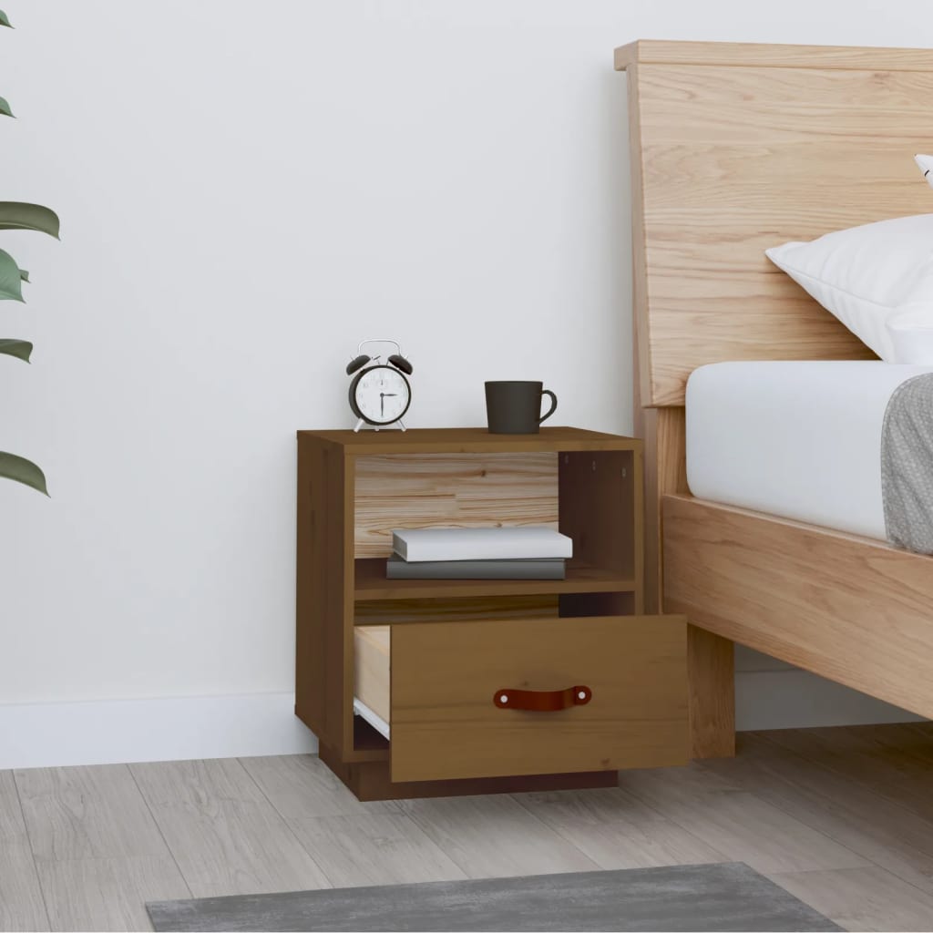 Bedside Cabinet Honey Brown 40x34x45 cm Solid Wood Pine