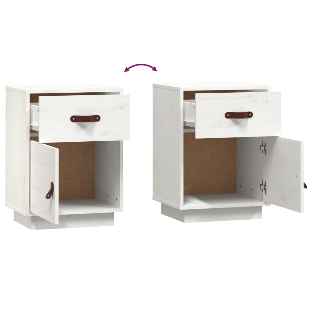Bedside Cabinets 2 pcs White 40x34x55 cm Solid Wood Pine