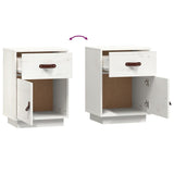 Bedside Cabinets 2 pcs White 40x34x55 cm Solid Wood Pine