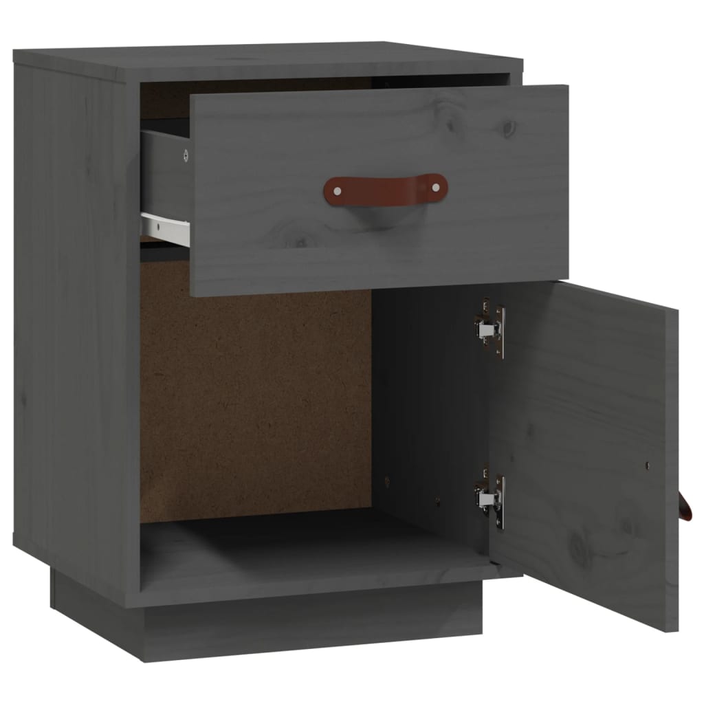 Bedside Cabinets 2 pcs Grey 40x34x55 cm Solid Wood Pine