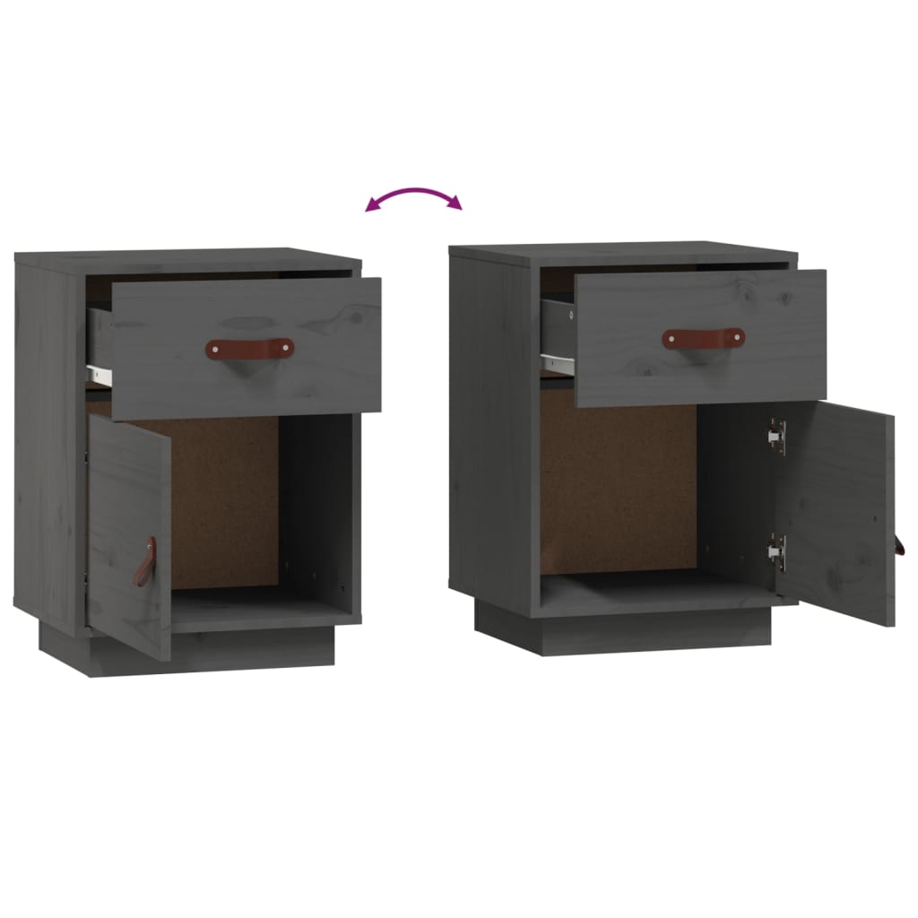 Bedside Cabinets 2 pcs Grey 40x34x55 cm Solid Wood Pine