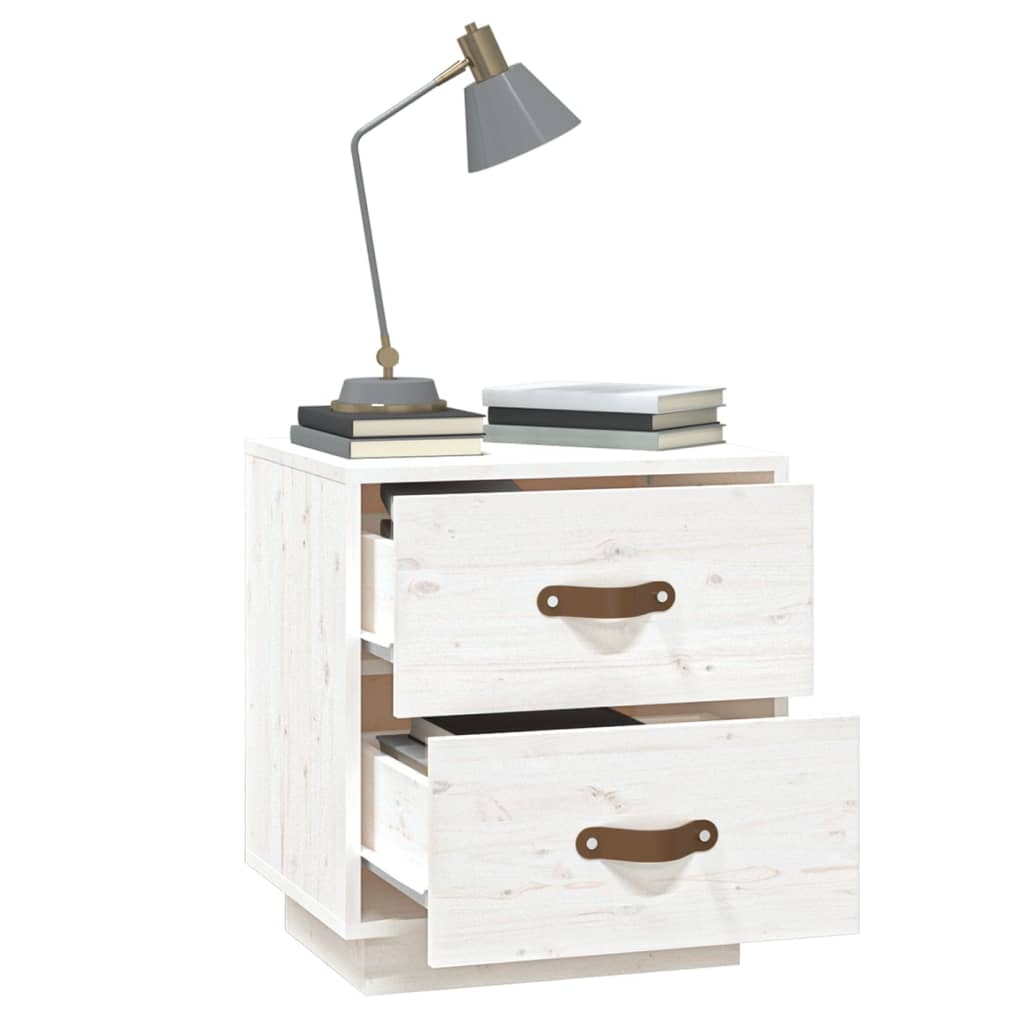 Bedside Cabinet White 40x34x45 cm Solid Wood Pine