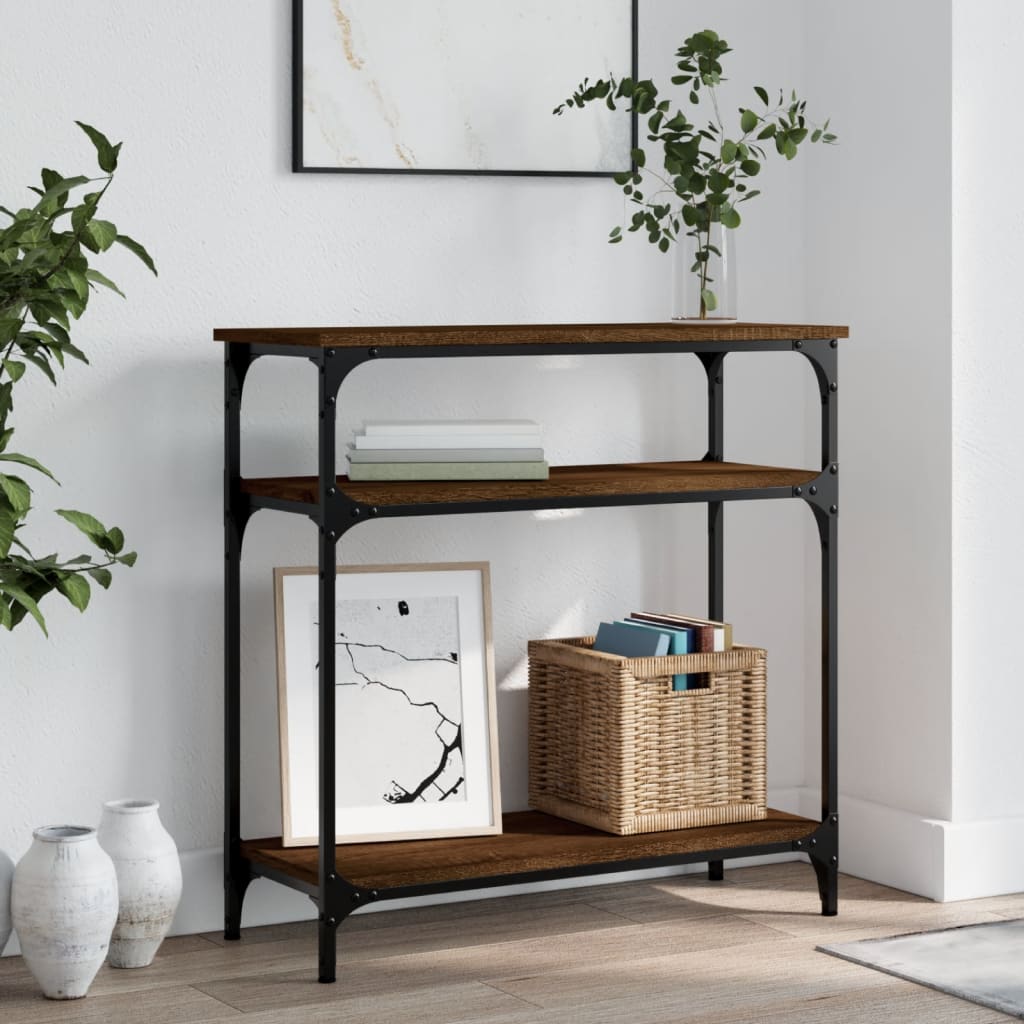 Console Table Brown Oak 75x29x75 cm Engineered Wood